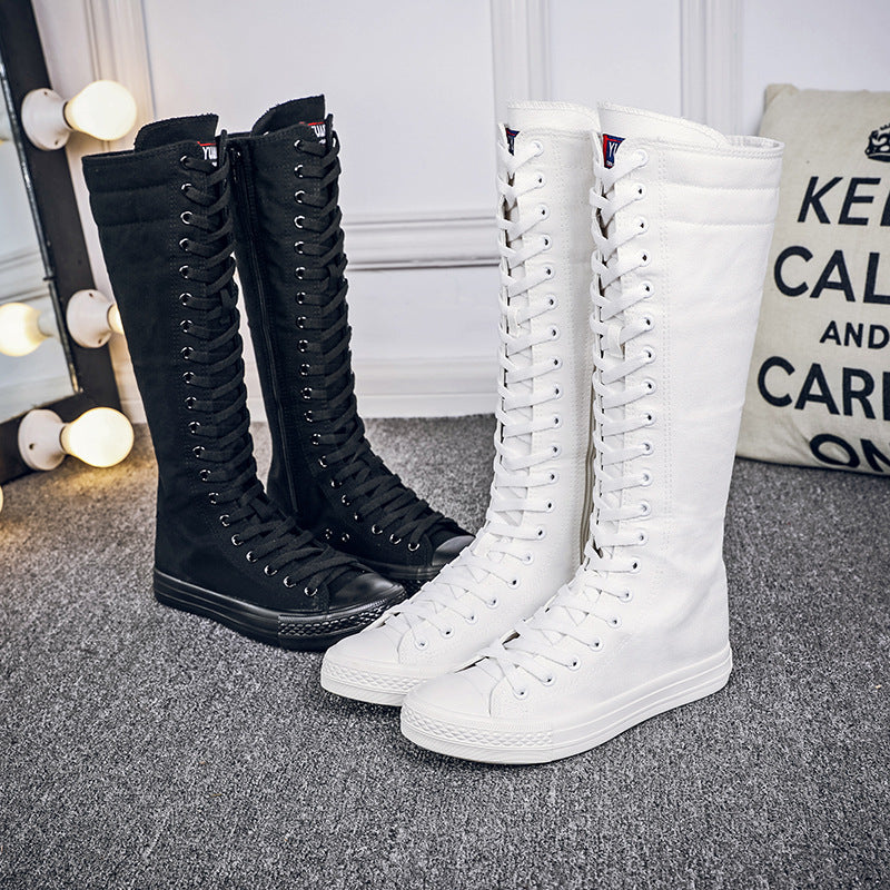 Funki Findz | Boots | Women's Lace Up Canvas Knee High Boots