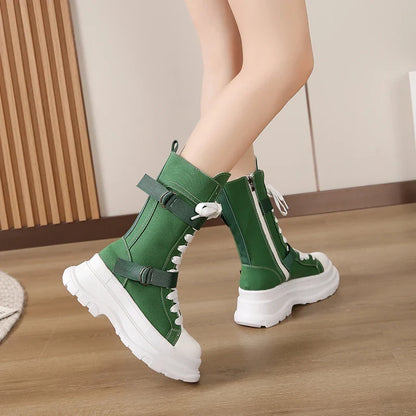 Funki Findz | Boots | Women's Canvas Chunky Platform Boots