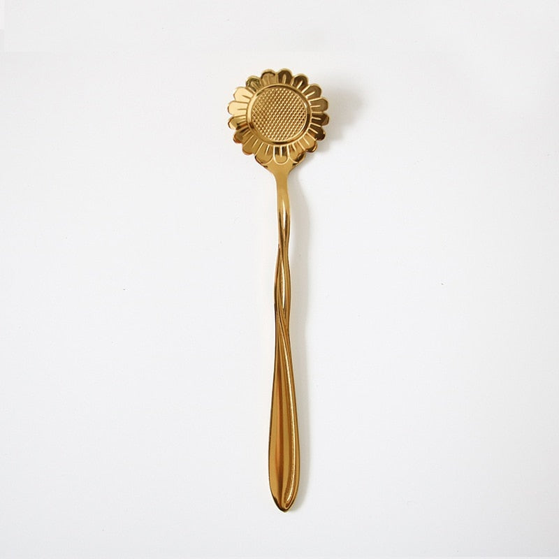 Funki Findz | Spoons | Vintage Gold Flower Coffee Spoons 8 Pcs