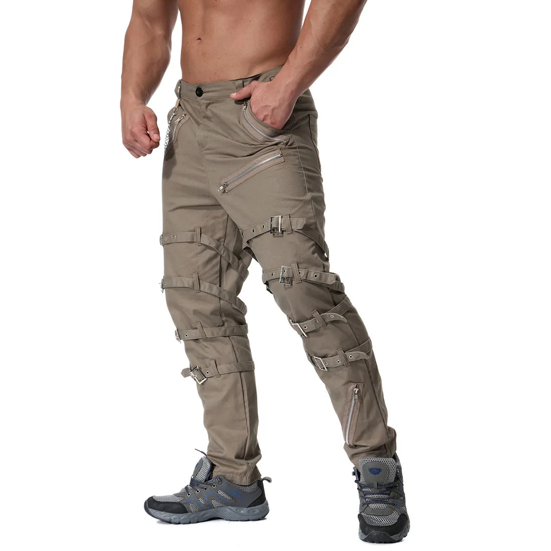 Funki Findz | Pants | Men's Gothic Punk Buckle Strap Zip Pants