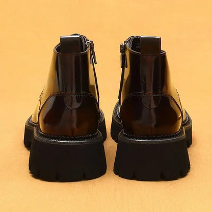Funki Findz | Boots | Men's Leather Chunky Heel Dress Boots