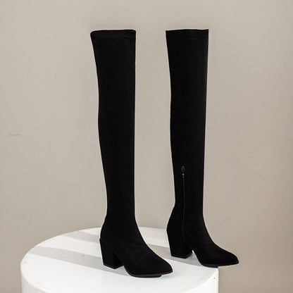Funki Findz | Boots | Women's Square Mid Heel Over Knee Boots