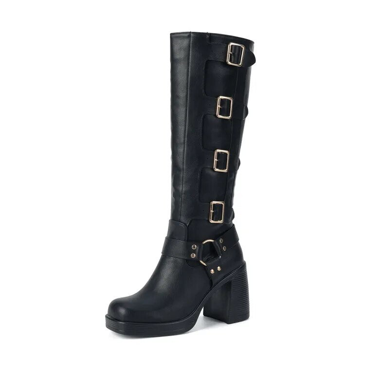 Funki Findz | Boots | Women's Gothic Punk Multi-Buckle Boots