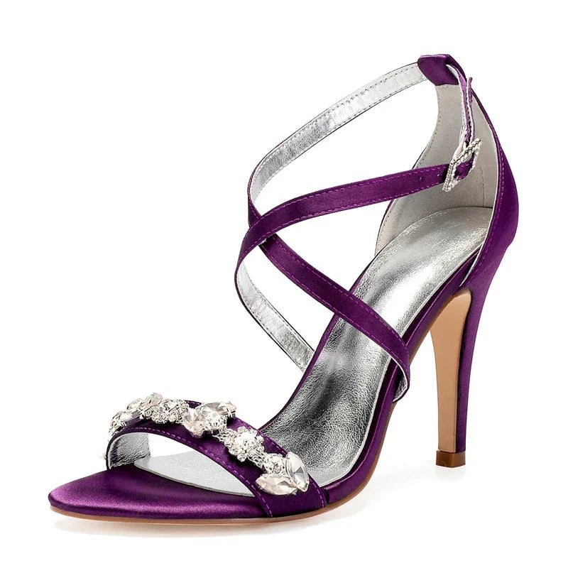 Funki Findz | Shoes | Women's Luxury Satin Crystal Bridal Sandals