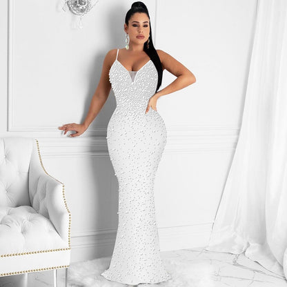Funki Findz | Dresses | Women's Beaded Pearl Bodycon Dress