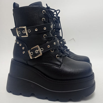 Funki Findz | Boots | Women's Punk Platform Ankle Wedge Boots