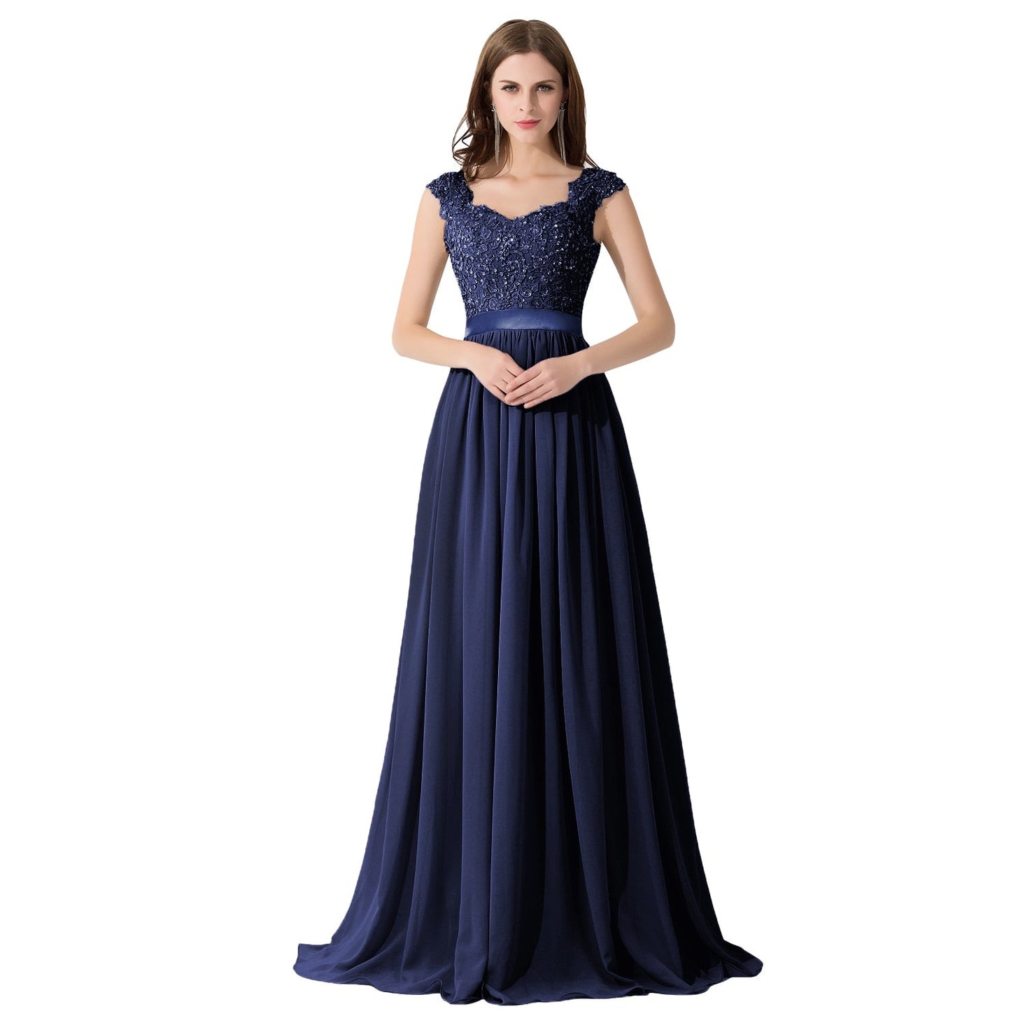 Funki Findz | Dresses | Women's Long Chiffon Satin Lace Dress