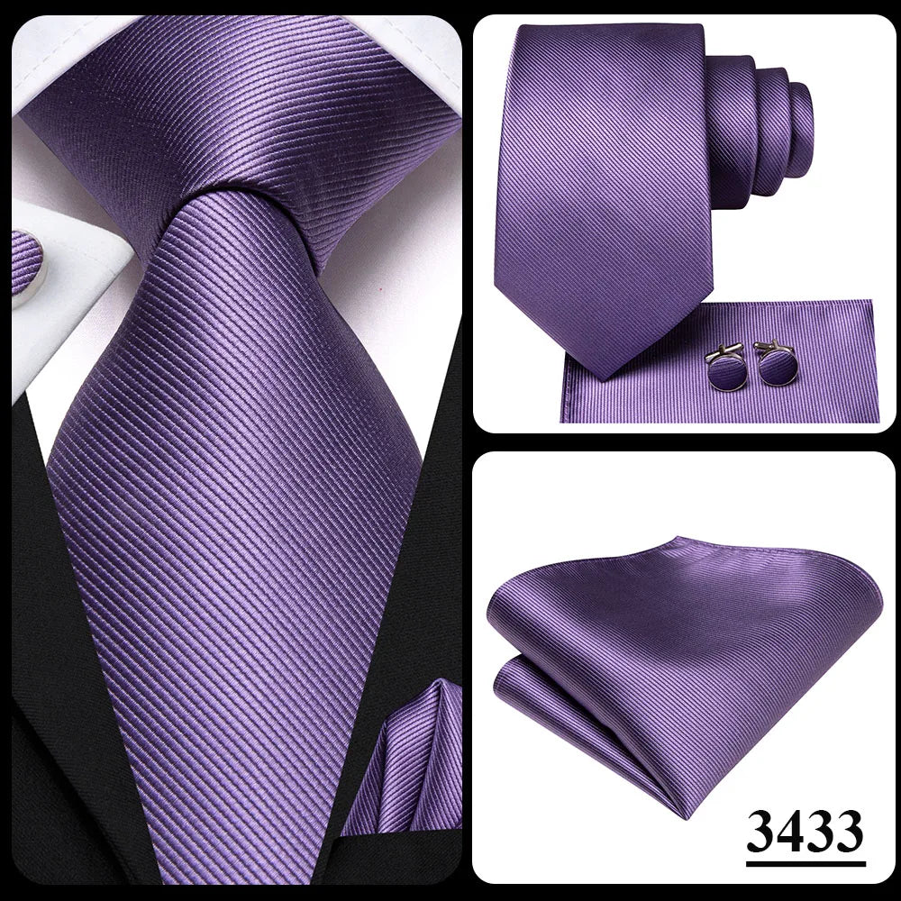 Funki Findz | Neckties | Men's Purple Silk Wedding 3Pcs Tie Set