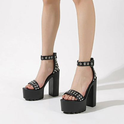Funki Findz | Shoes | Women's Goth Rivet Dress Platform Sandal