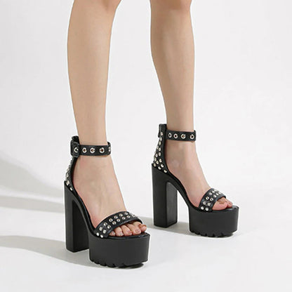 Funki Findz | Shoes | Women's Goth Rivet Dress Platform Sandal