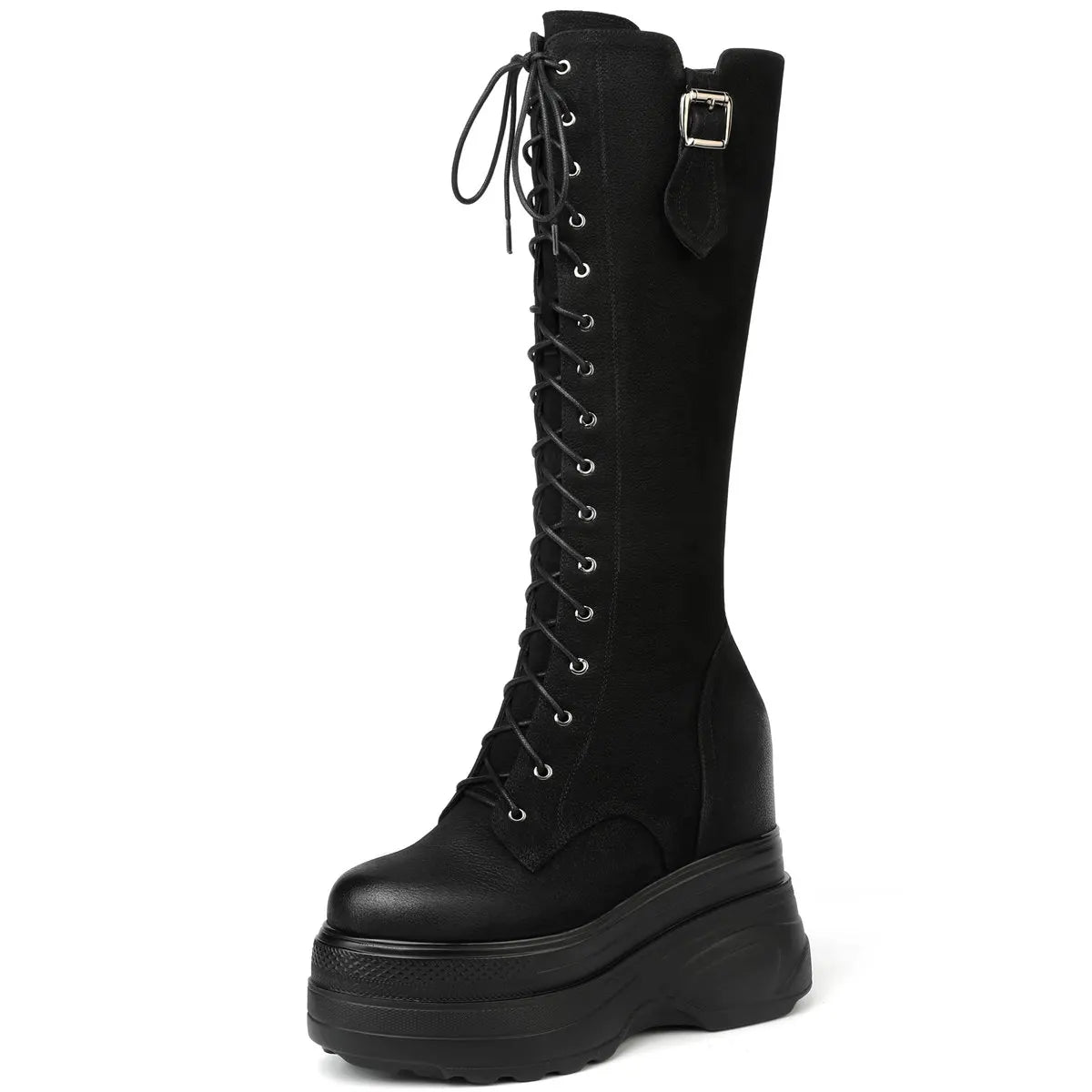 Funki Findz | Boots | Women's Leather Platform Lace Up Wedges