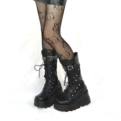 Funki Findz | Boots | Women's Punk High Platform Wedge Boots