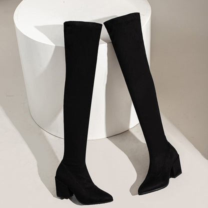 Funki Findz | Boots | Women's Square Mid Heel Over Knee Boots