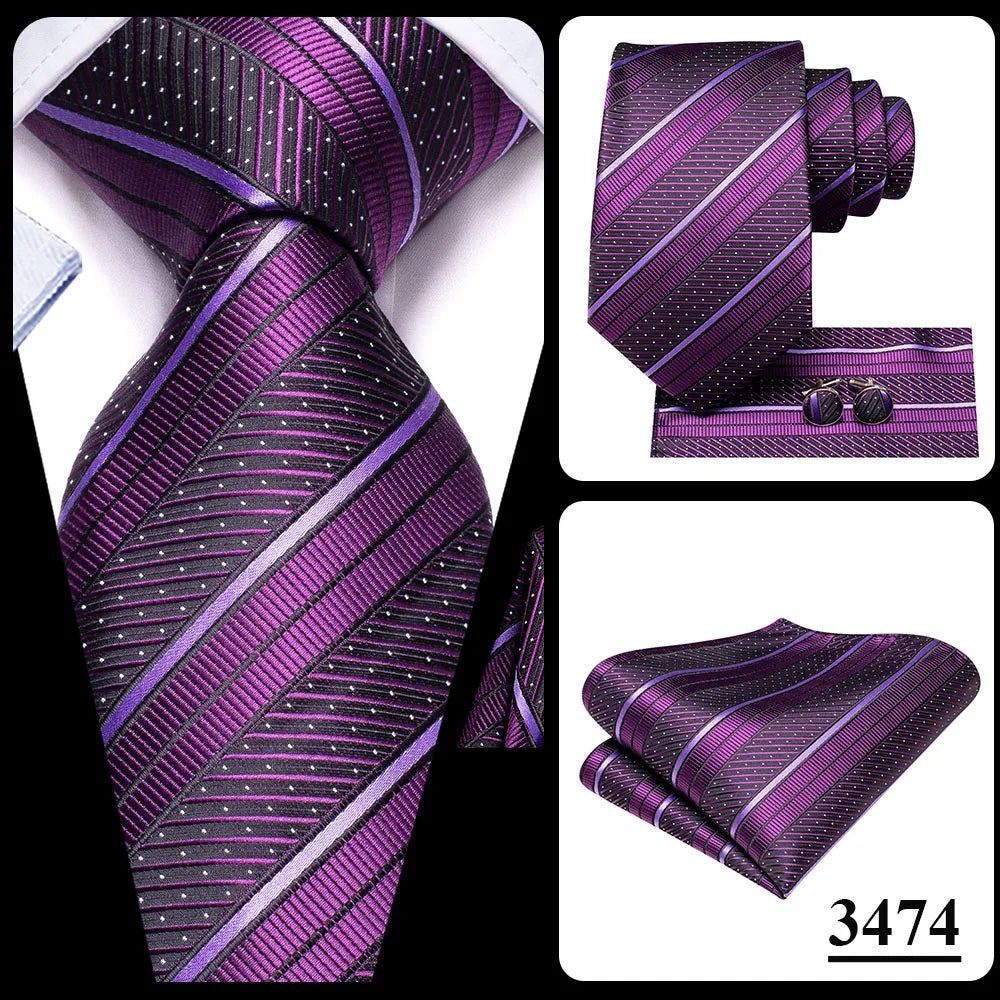 Funki Findz | Neckties | Men's Purple Silk Wedding 3Pcs Tie Set