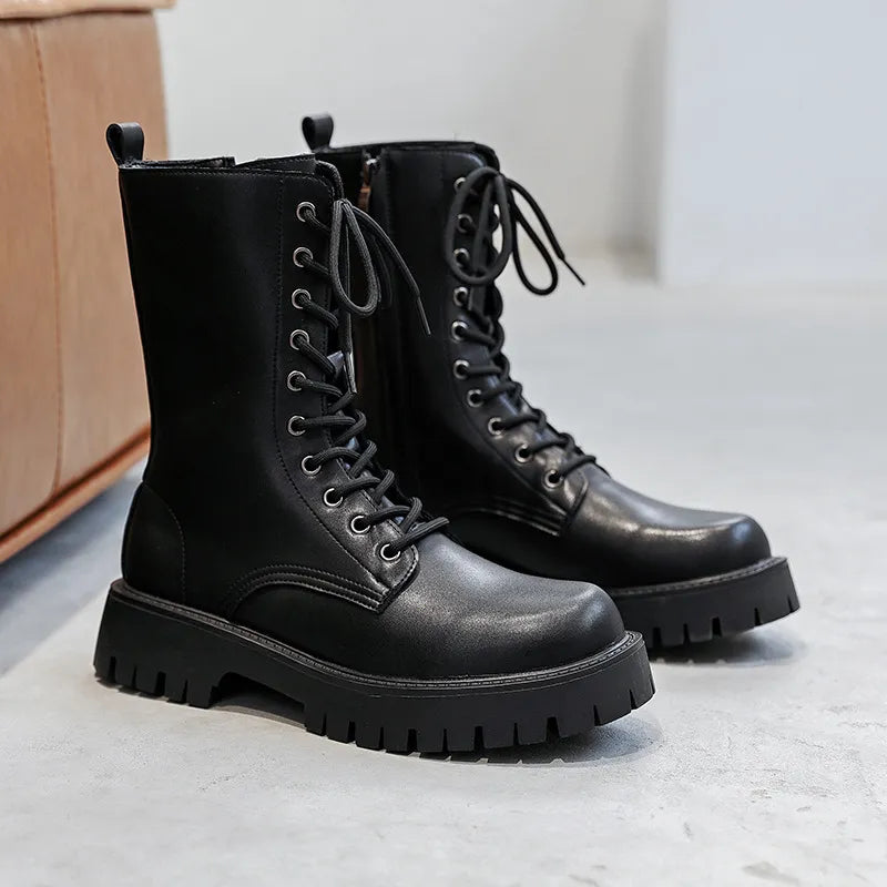 Funki Findz | Boots | Men's Lace Up Mid-Calf Biker Boots