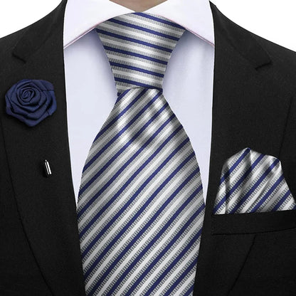 Funki Findz | Neckties | Mens 3Pcs Tie Set | Tie Hanky Corsage