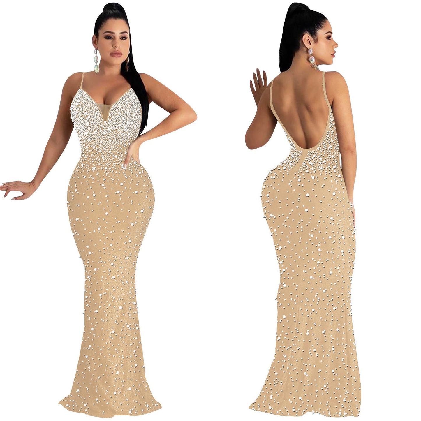 Funki Findz | Dresses | Women's Beaded Pearl Bodycon Dress