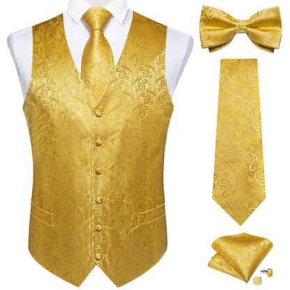 Funki Findz | Vests | Men's Formal 5 Pcs Silk Waistcoat Tie Sets