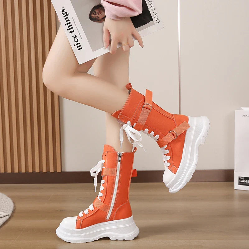 Funki Findz | Boots | Women's Canvas Chunky Platform Boots