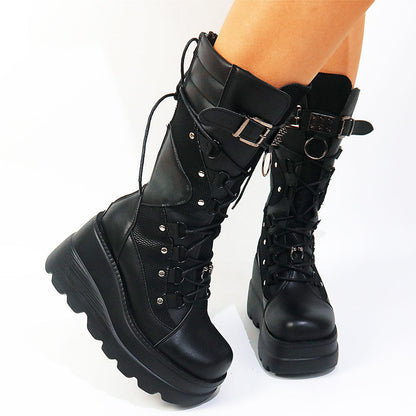 Funki Findz | Boots | Women's Punk High Platform Wedge Boots