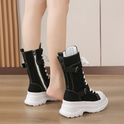 Funki Findz | Boots | Women's Canvas Chunky Platform Boots