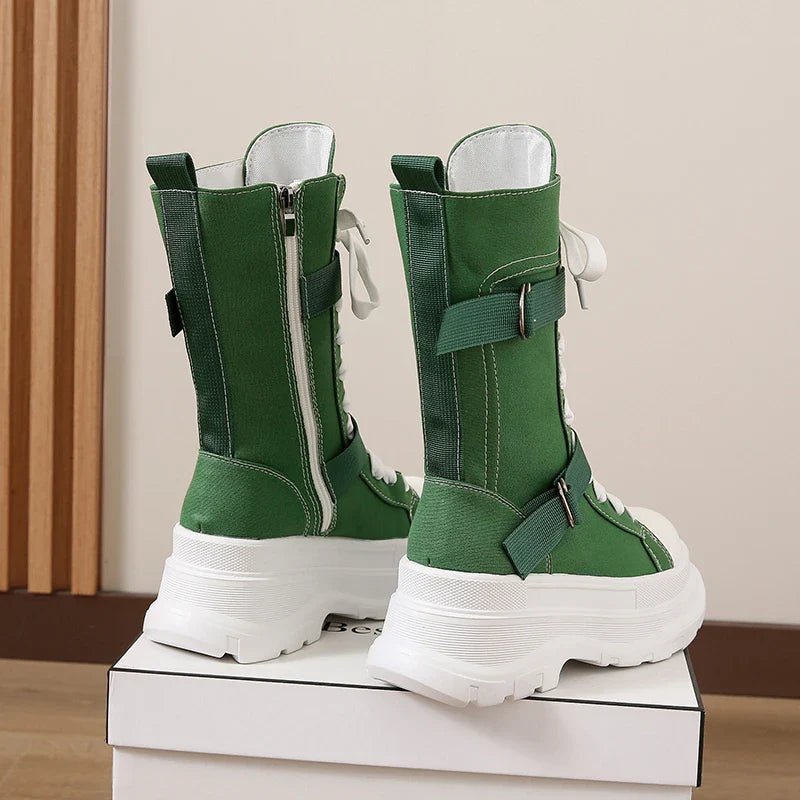 Funki Findz | Boots | Women's Canvas Chunky Platform Boots
