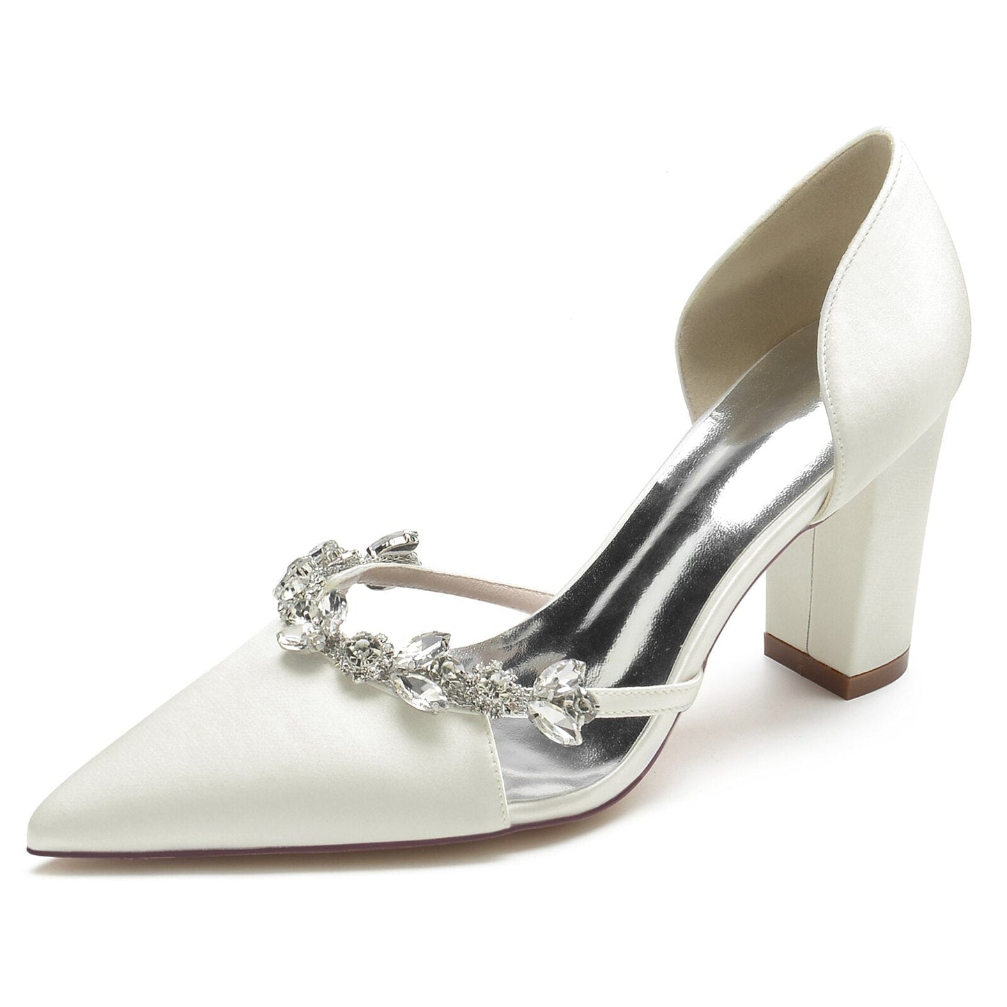 Funki Findz | Shoes | Women's Satin Crystal Block Bridal Shoes