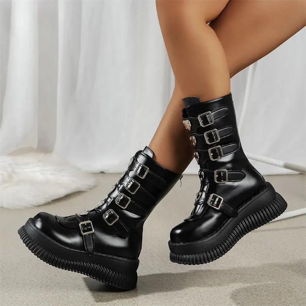 Funki Findz | Boots | Women's Gothic Mid-Calf Platform Boots