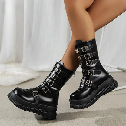 Funki Findz | Boots | Women's Gothic Mid-Calf Platform Boots