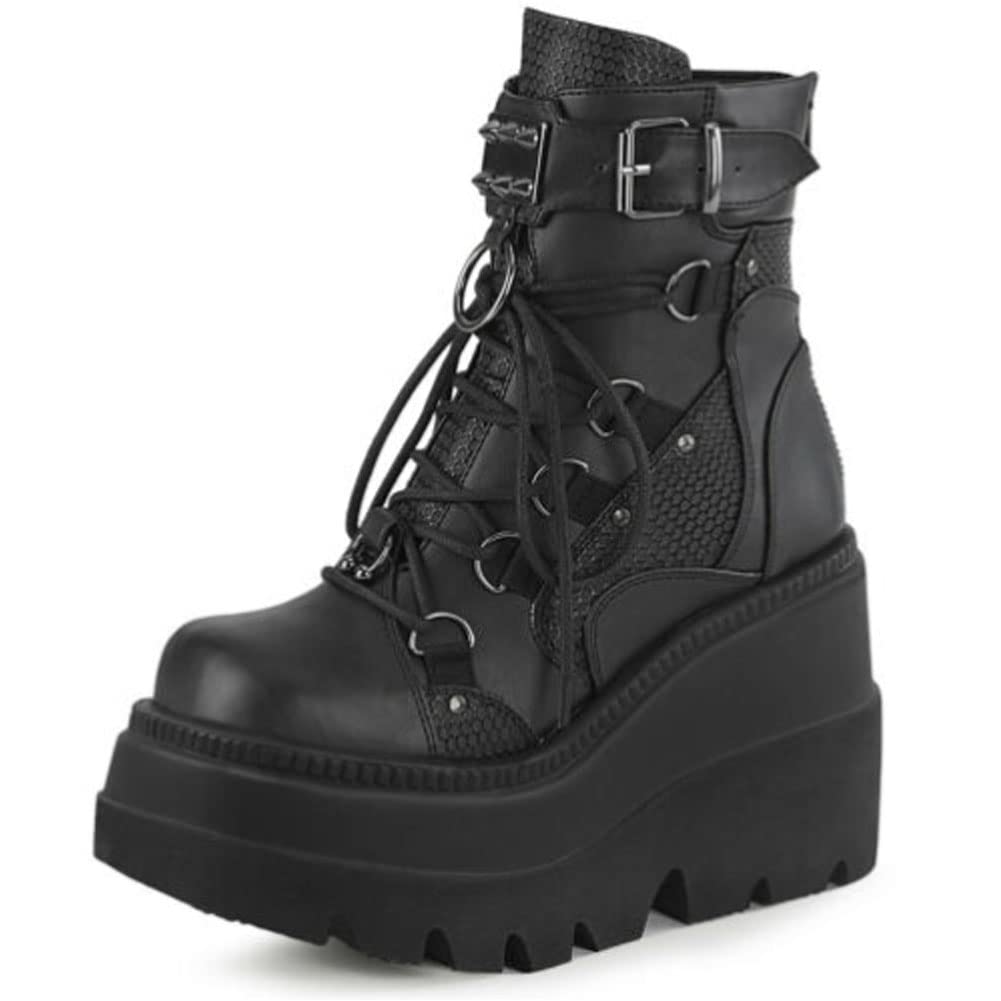 Funki Findz | Boots | Women's Goth Lace Up Platform Wedges