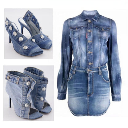 Funki Findz | Shoes | Women's Quirky Denim High Heel Shoes
