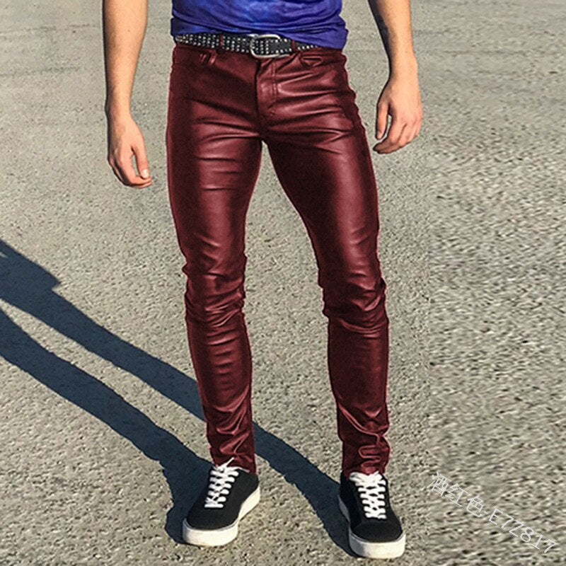 Funki Findz | Pants | Men's Punk Casual Faux Leather Pants