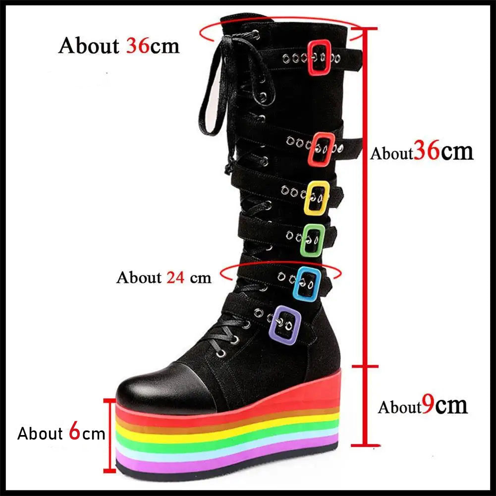Funki Findz | Boots | Women's Gothic Rainbow Platform Boots