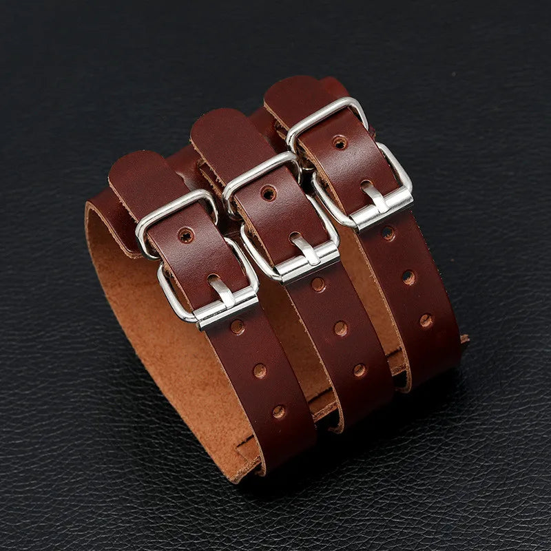 Funki Findz | Bracelets | Men's Leather 3 Tier Punk Wrist Band