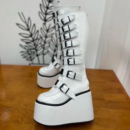 Funki Findz | Boots | Women's Metal Buckle Platform Y2K Wedge