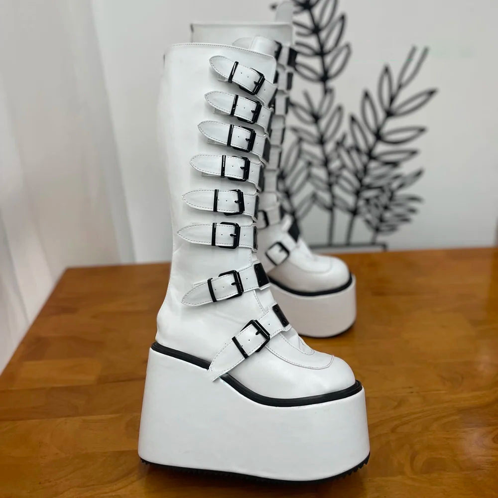 Funki Findz | Boots | Women's Metal Buckle Platform Y2K Wedge