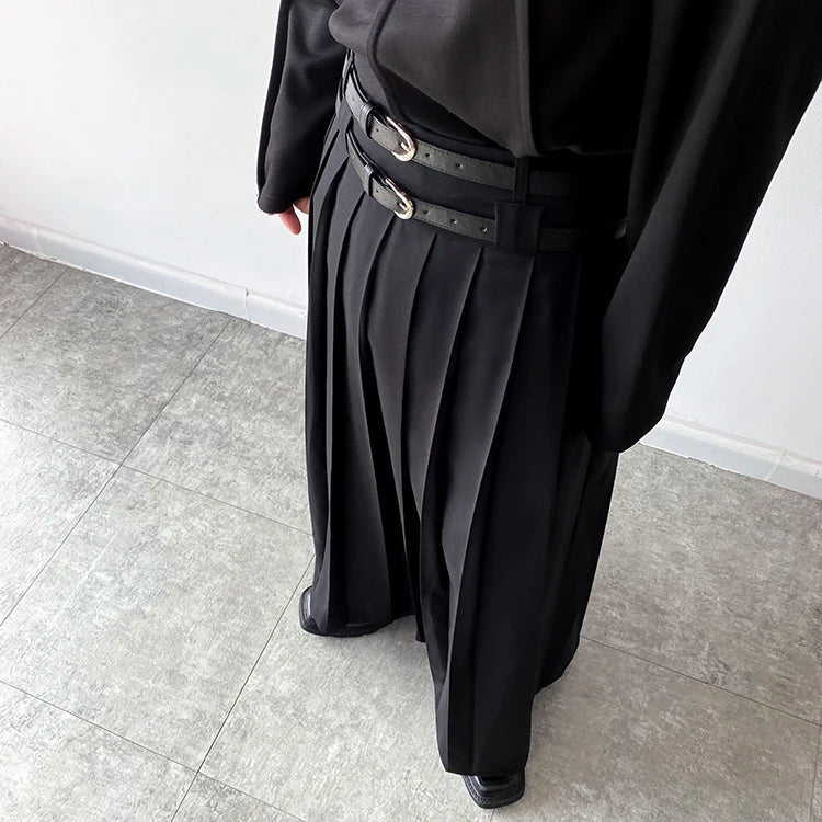 Funki Findz | Skirts | Men's Japanese High Waist Long Pleat Skirt