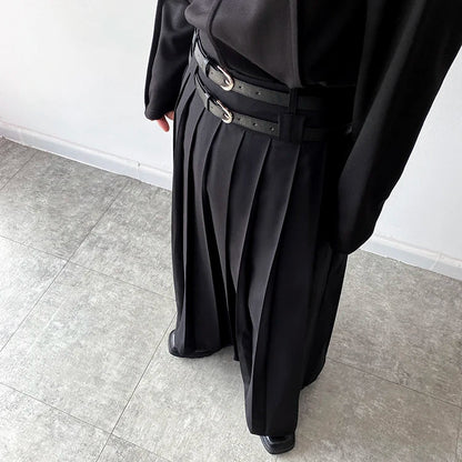 Funki Findz | Skirts | Men's Japanese High Waist Long Pleat Skirt