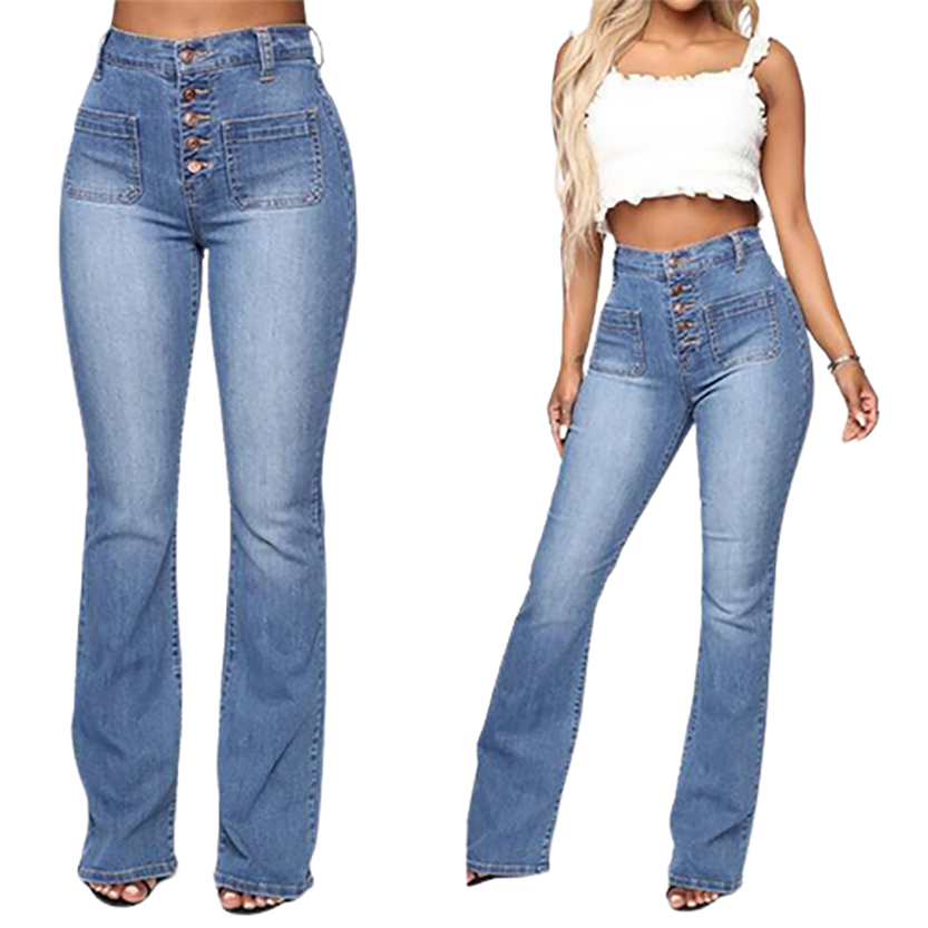 Funki Findz | Pants | Women's High Waist Button Fly Fitted Jeans