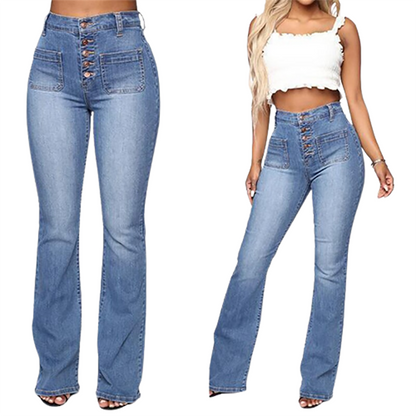 Funki Findz | Pants | Women's High Waist Button Fly Fitted Jeans
