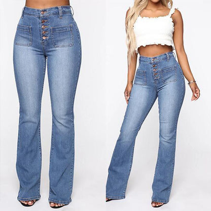 Funki Findz | Pants | Women's High Waist Button Fly Fitted Jeans