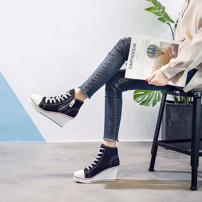 Funki Findz | Boots | Women's High Platform Zipper Sneakers
