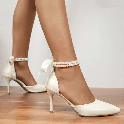 Funki Findz | Shoes | Women's Pearl and Satin Tie Bridal Shoes