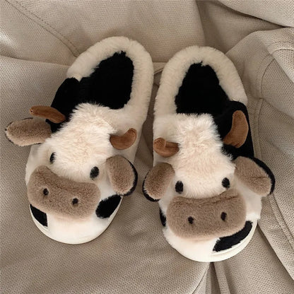 Funki Findz | Shoes | Women's Cute Plush Warm Cow Slippers