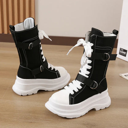 Funki Findz | Boots | Women's Canvas Chunky Platform Boots