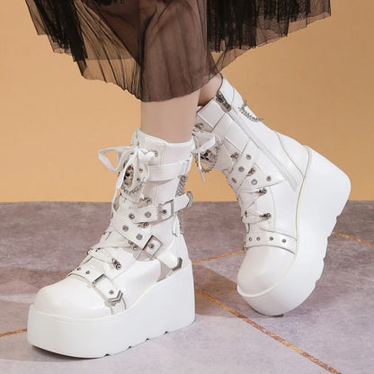 Funki Findz | Boots | Women's Multi Strap Gothic Platform Boots