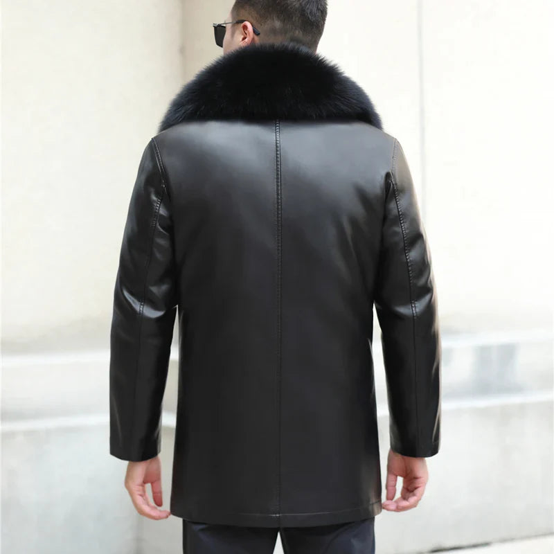 Funki Findz | Jackets | Men's Genuine Leather Long Down Jacket