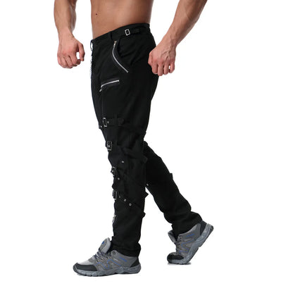 Funki Findz | Pants | Men's Gothic Punk Buckle Strap Zip Pants
