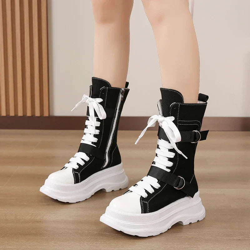 Funki Findz | Boots | Women's Canvas Chunky Platform Boots