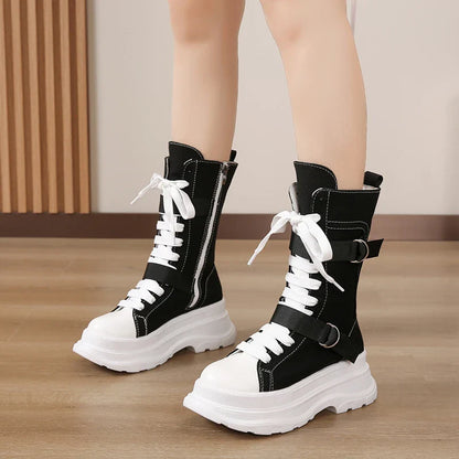 Funki Findz | Boots | Women's Canvas Chunky Platform Boots